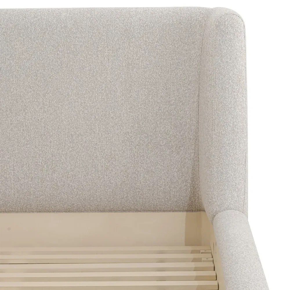 Palmer Queen Size Wingback Bed - Light Grey
