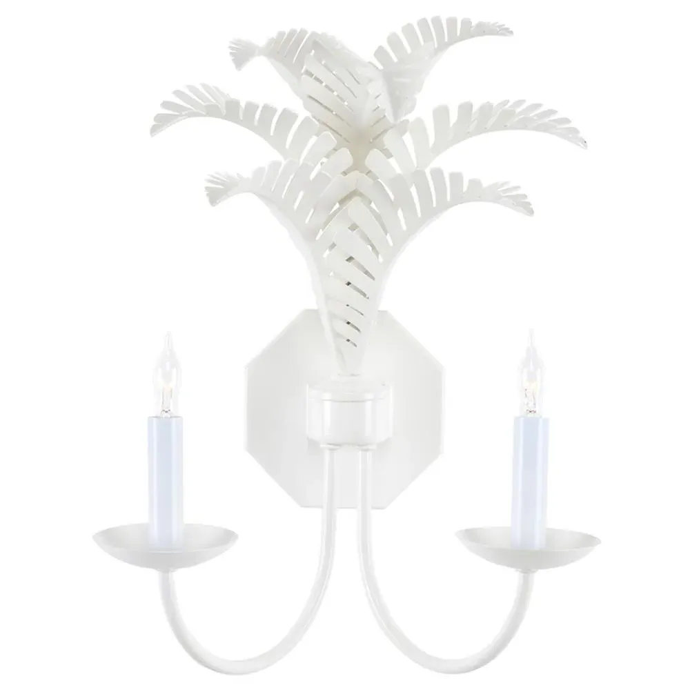 Palmera Coastal Beach Candle Light Wall Sconce - White