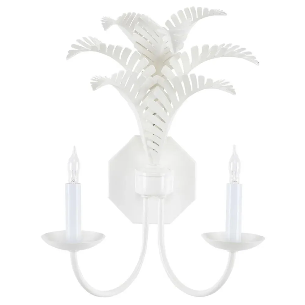 Palmera Coastal Beach Candle Light Wall Sconce - White image