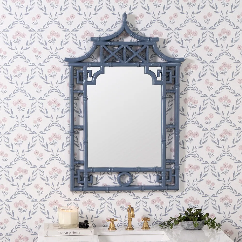 Paloma Pagoda Wall Mirror - Blue, Polyurethane
