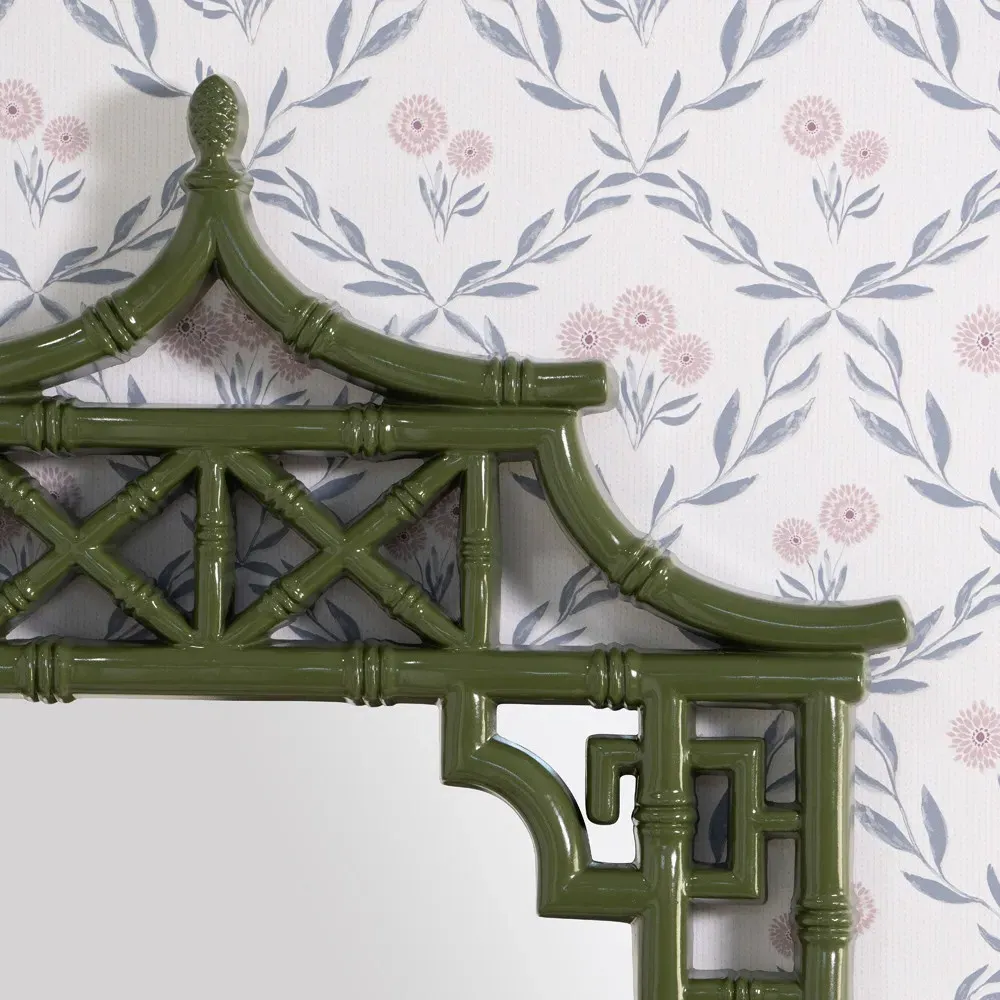 Paloma Pagoda Wall Mirror - Dark Green, Polyurethane