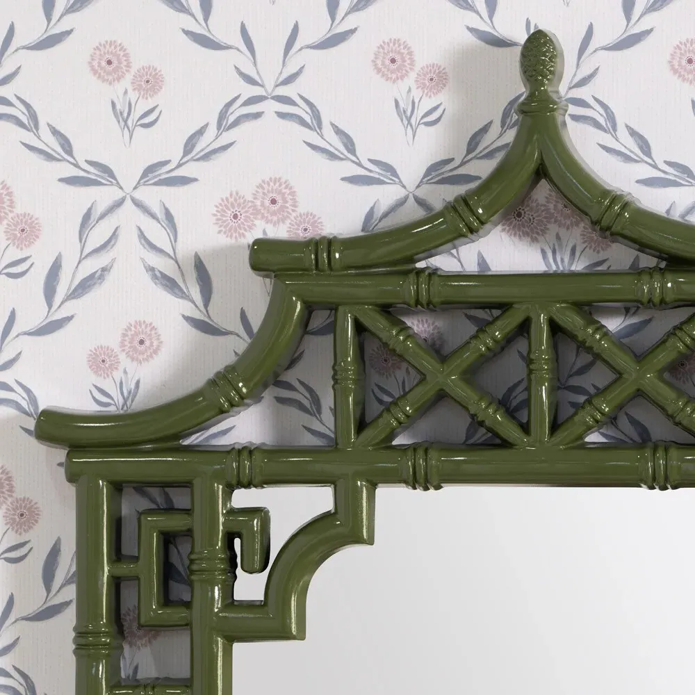 Paloma Pagoda Wall Mirror - Dark Green, Polyurethane