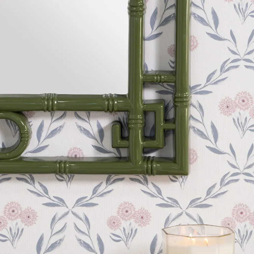 Paloma Pagoda Wall Mirror - Dark Green, Polyurethane