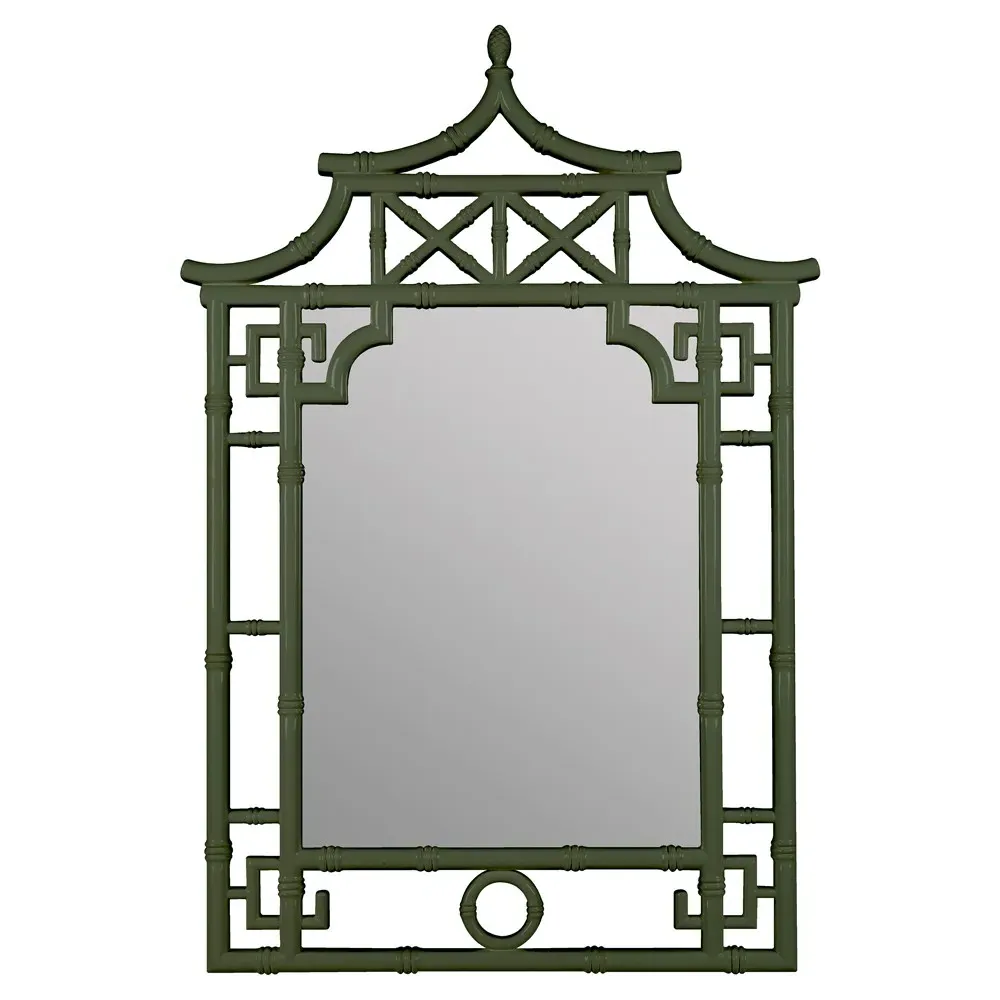 Paloma Pagoda Wall Mirror - Dark Green, Polyurethane