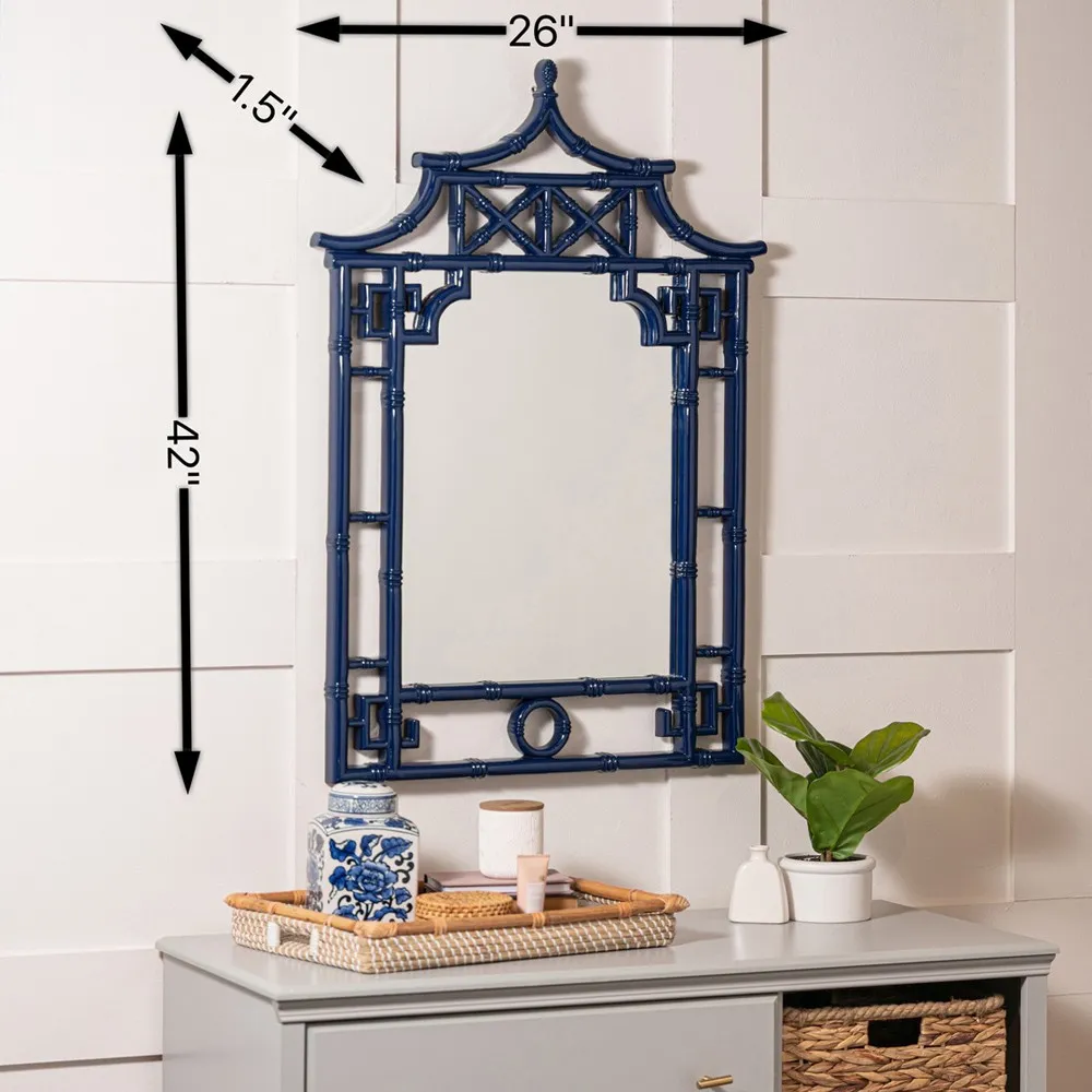 Paloma Pagoda Wall Mirror - Navy Blue, Polyurethane