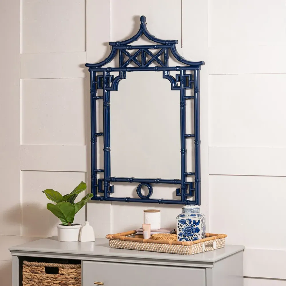 Paloma Pagoda Wall Mirror - Navy Blue, Polyurethane