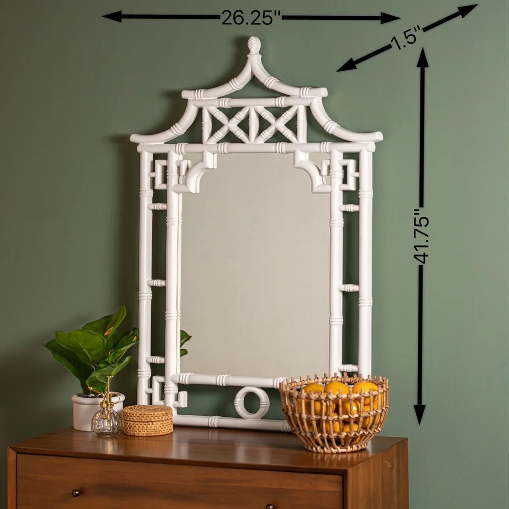 Paloma Pagoda Wall Mirror - White, Polyurethane