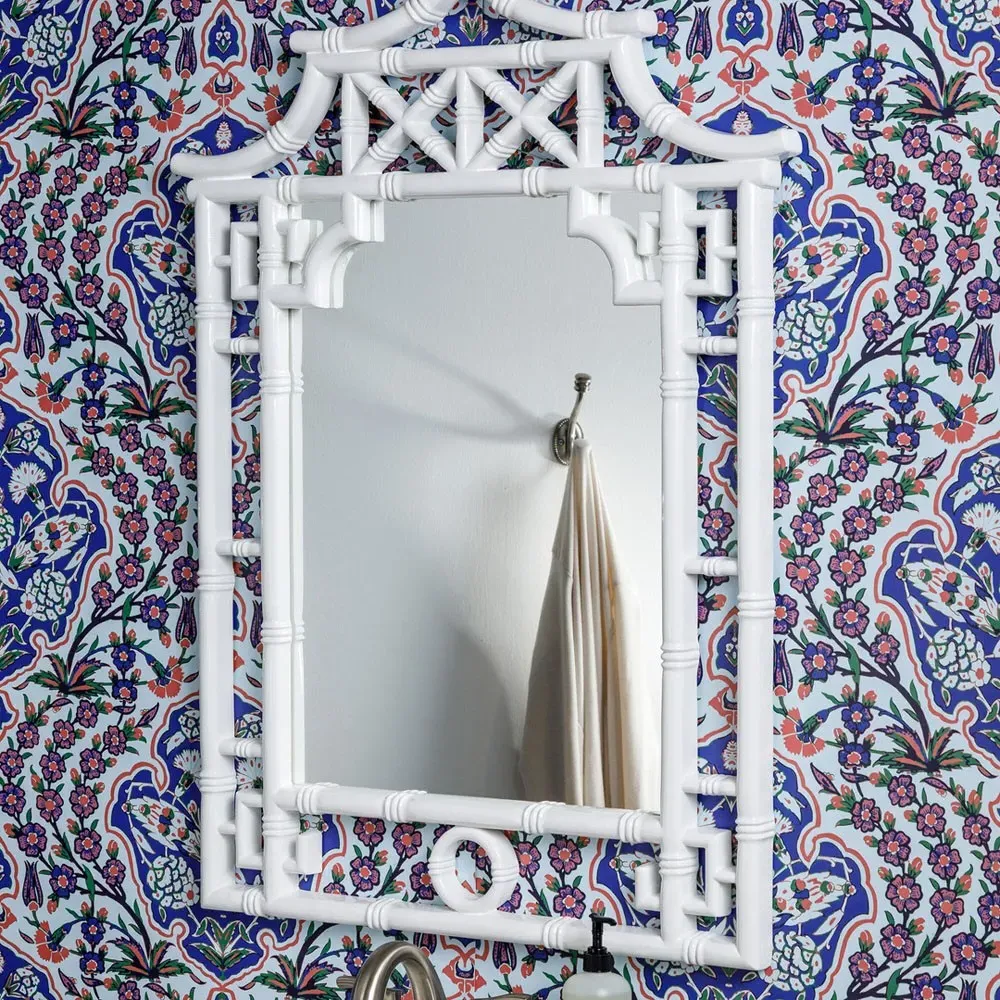 Paloma Pagoda Wall Mirror - White, Polyurethane