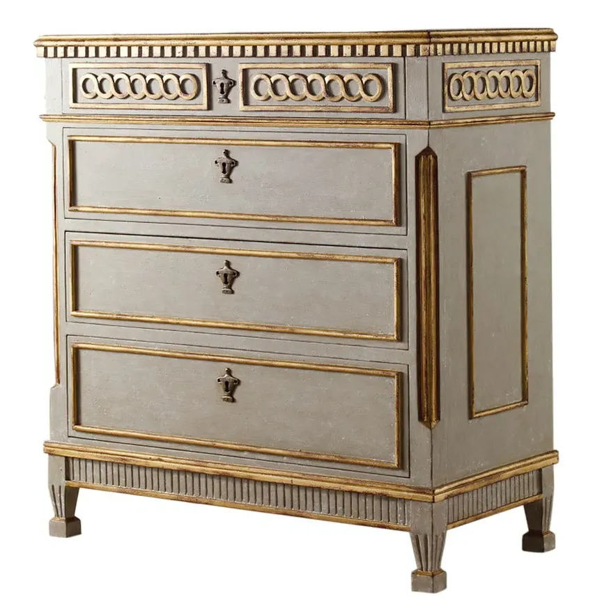 Palomino Dresser with Gold Accents - Antique Grey, Mahogany