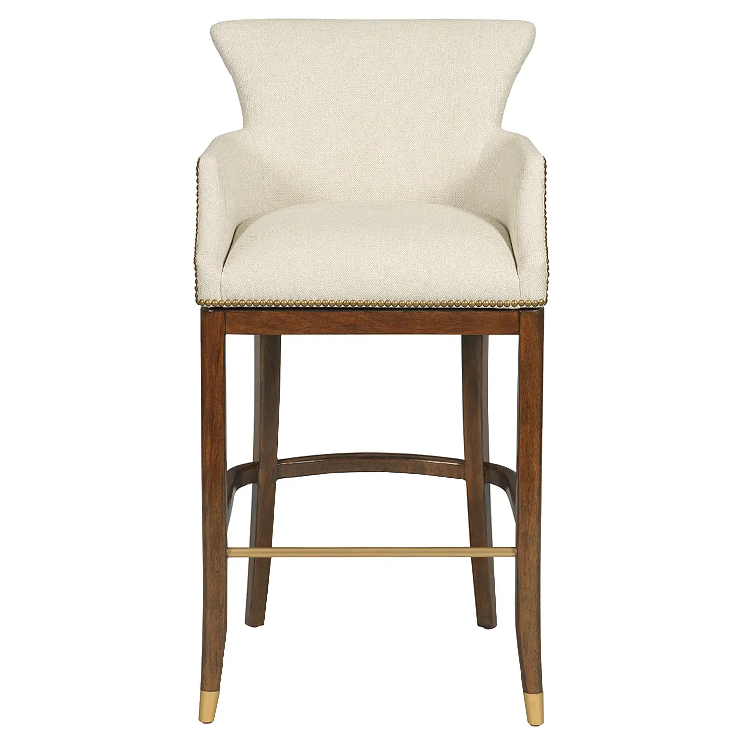 Pamono Swivel Counter Stool - Vanilla, Brown Wood