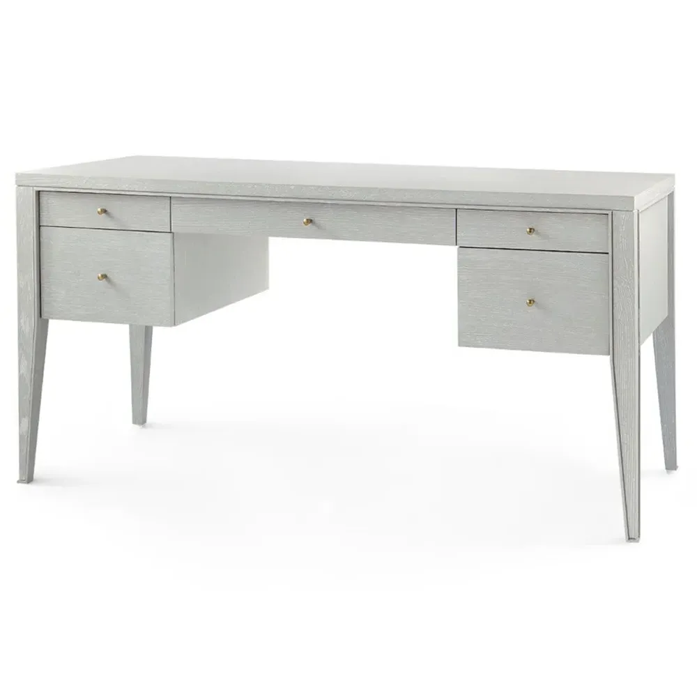 Paola Oak Wood Desk - Soft Grey