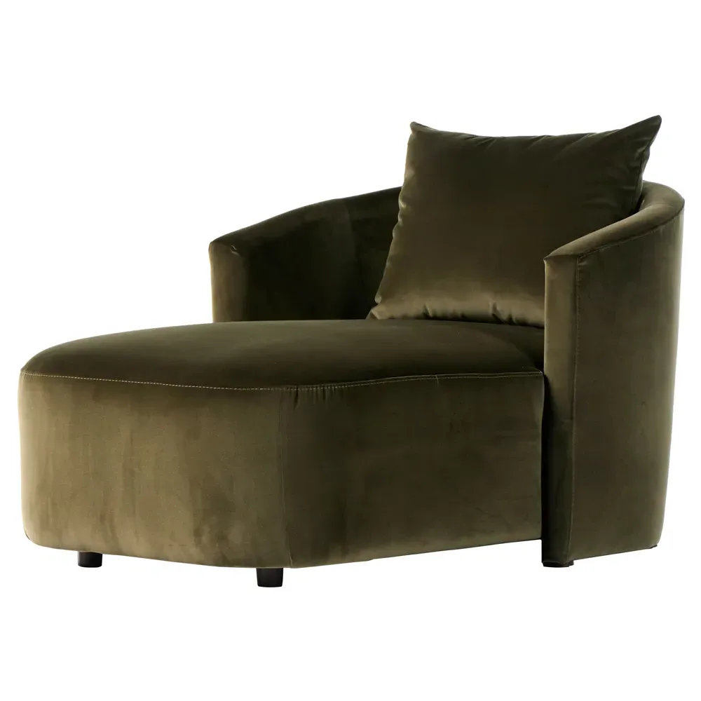 Paolo Upholstered Chaise Lounge - Green, Cotton image