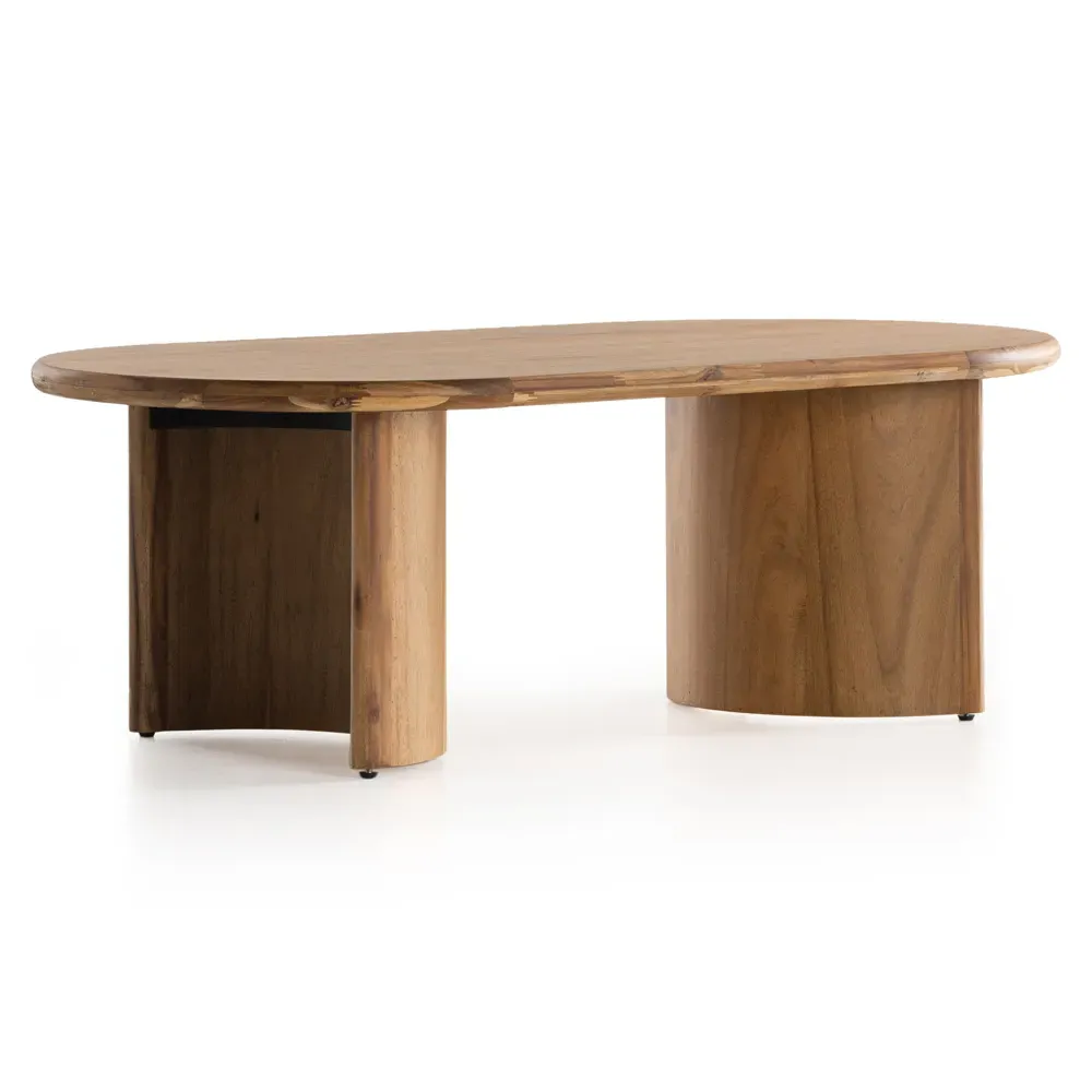 Paris Crescent Base Oval Coffee Table - Light Brown, Acacia