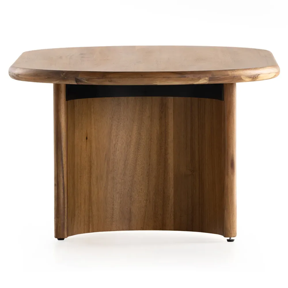 Paris Crescent Base Oval Coffee Table - Light Brown, Acacia