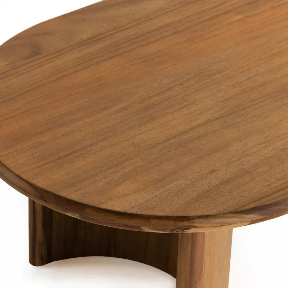 Paris Crescent Base Oval Coffee Table - Light Brown, Acacia