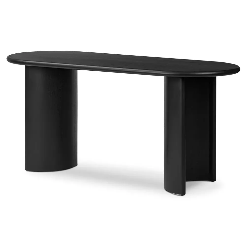 Paris Oval Desk - Black, Acacia Wood