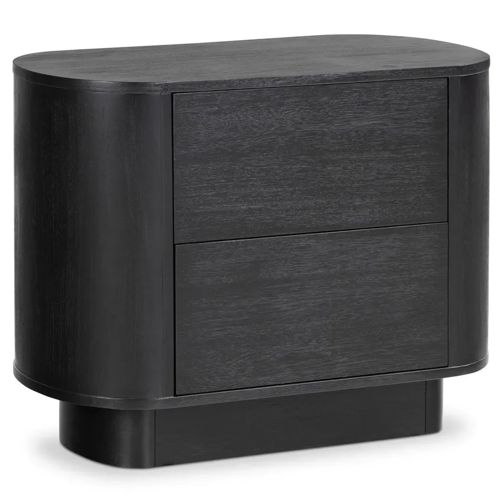 Paris Oval Nightstand with Storage - Black, Acacia