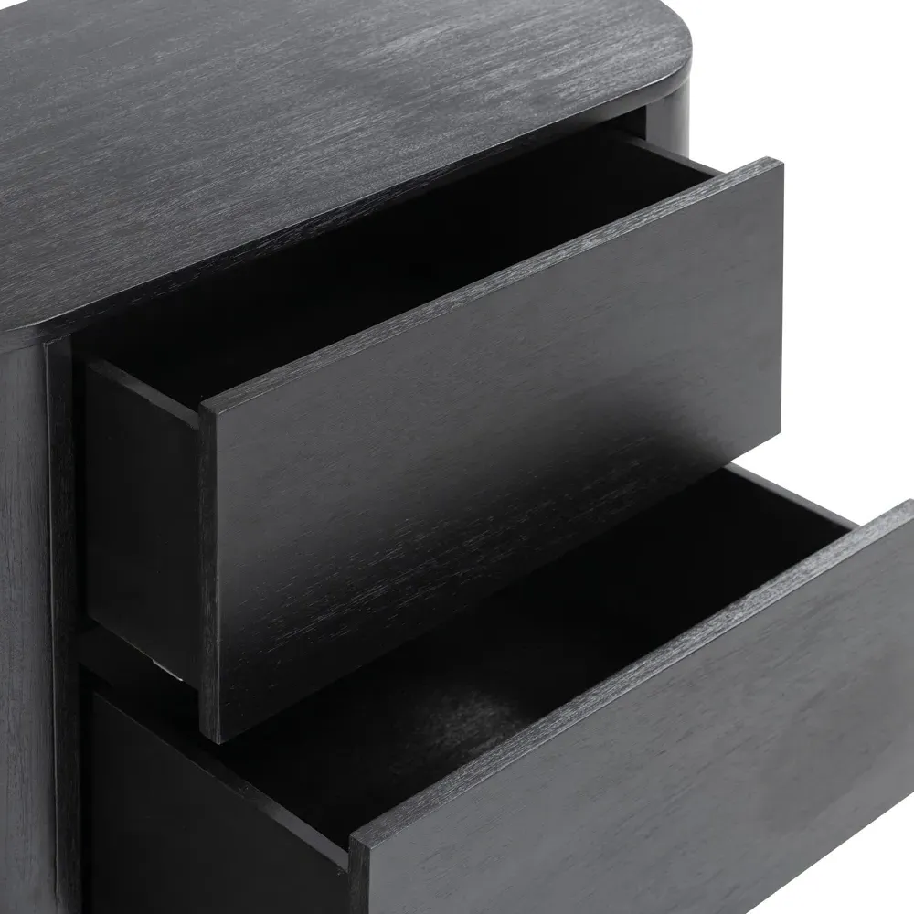 Paris Oval Nightstand with Storage - Black, Acacia