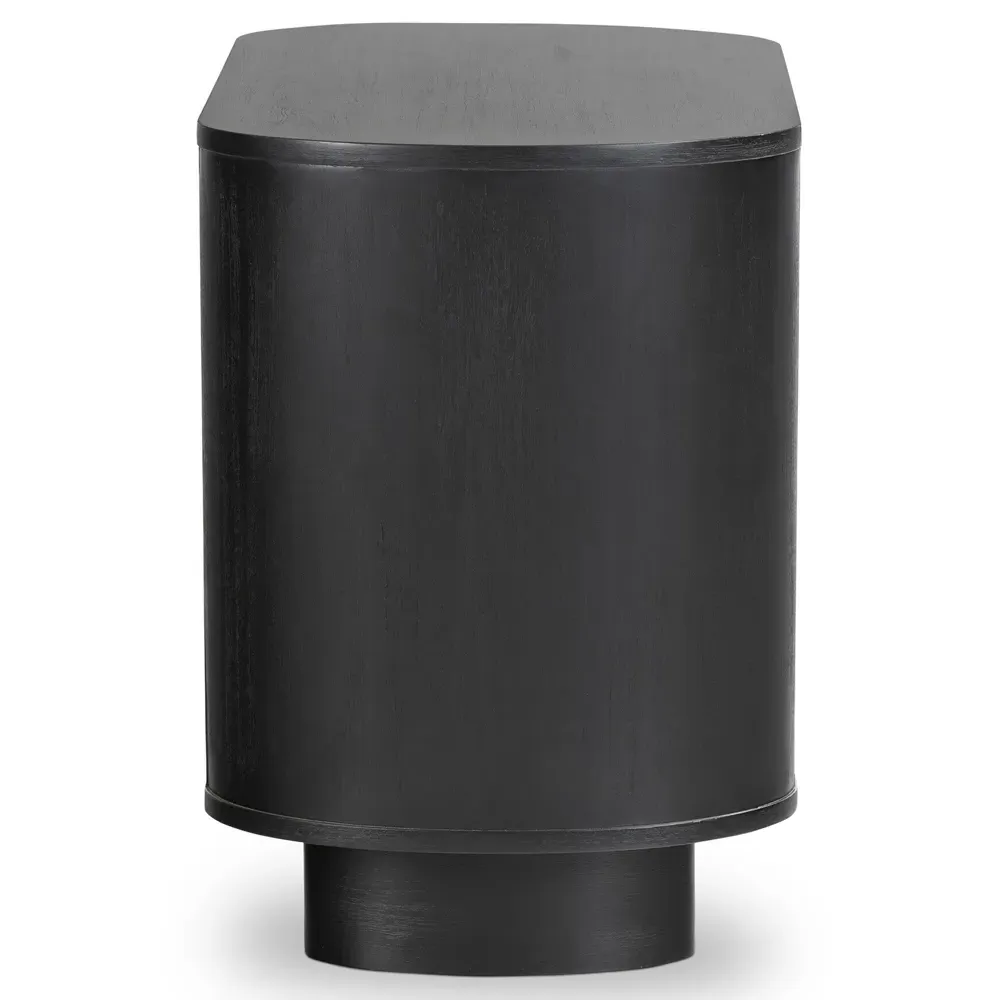 Paris Oval Nightstand with Storage - Black, Acacia