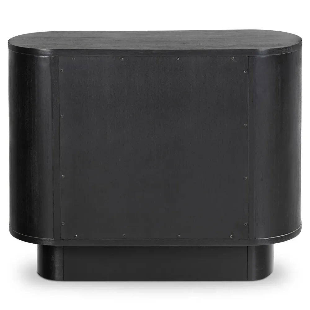 Paris Oval Nightstand with Storage - Black, Acacia