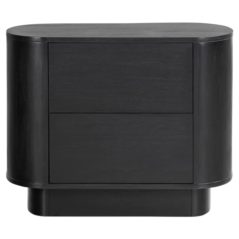 Paris Oval Nightstand with Storage - Black, Acacia