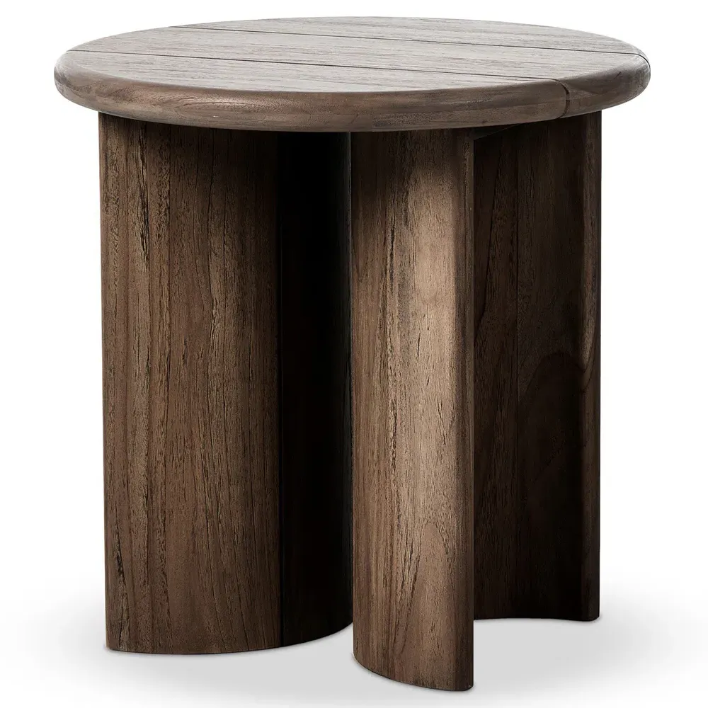 Paris Round End Table - Brown, Teak