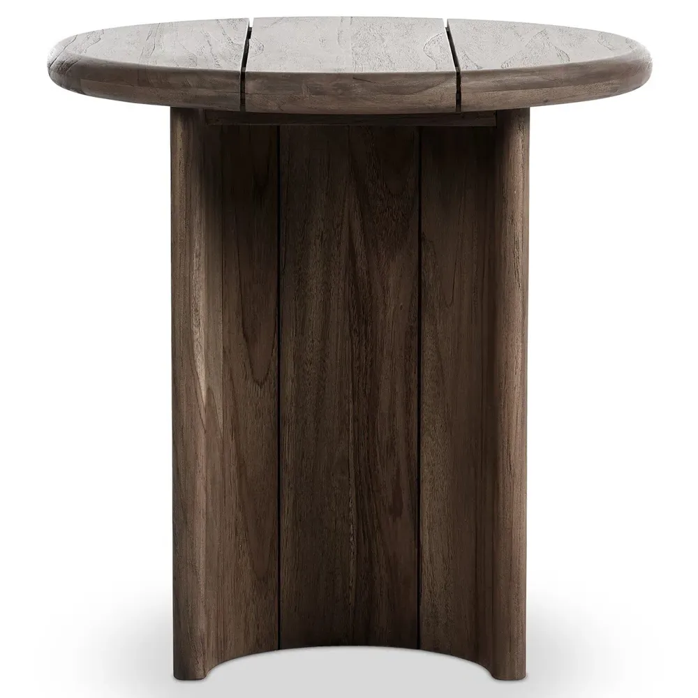 Paris Round End Table - Brown, Teak