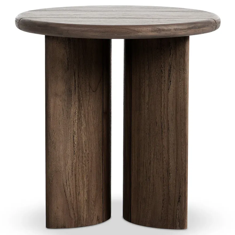 Paris Round End Table - Brown, Teak