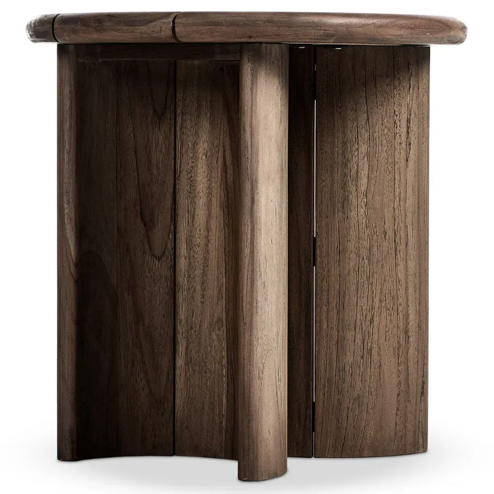 Paris Round End Table - Brown, Teak