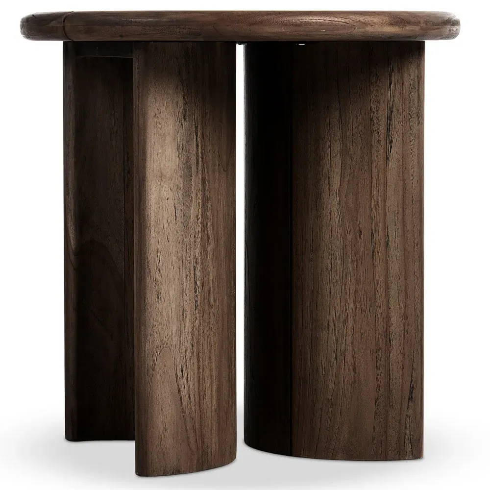 Paris Round End Table - Brown, Teak