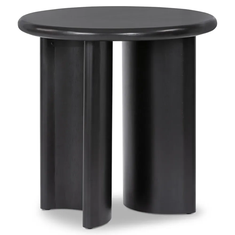 Paris Round Side Table - Black, Acacia Wood