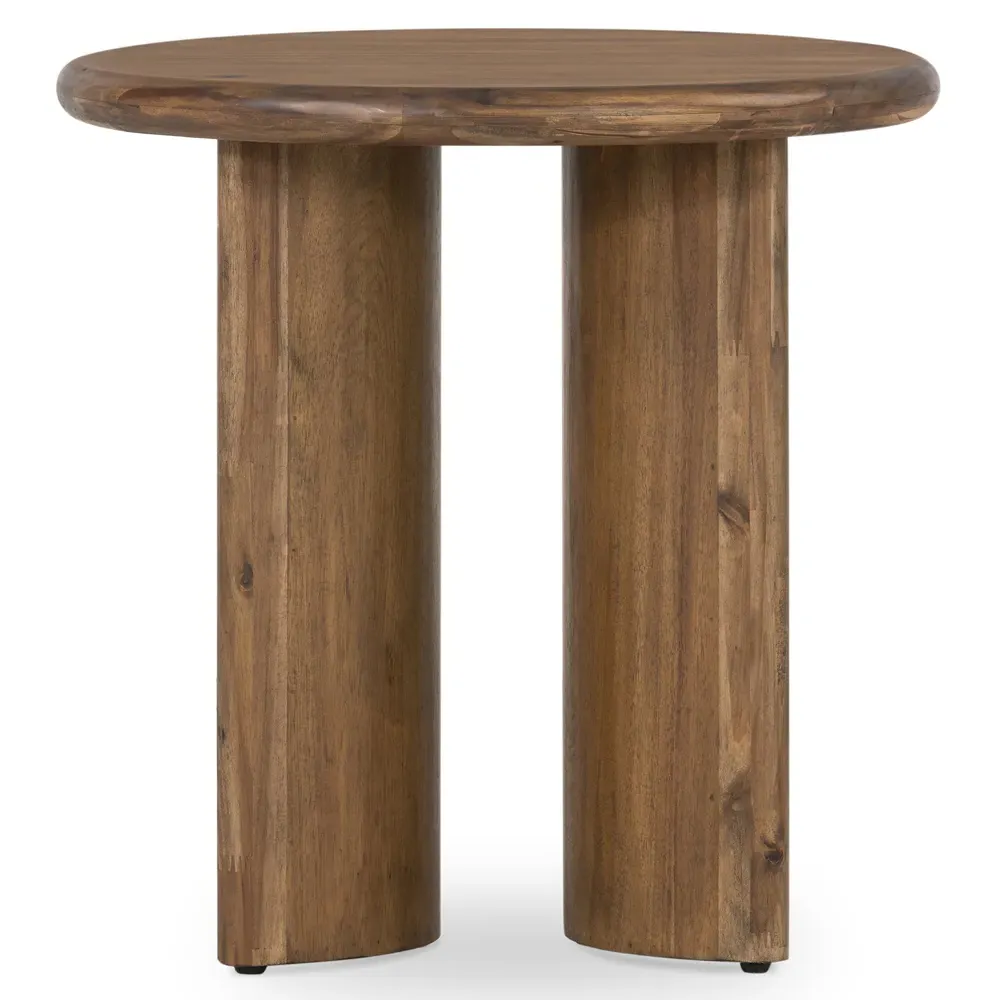Paris Round Side Table - Brown, Acacia Wood