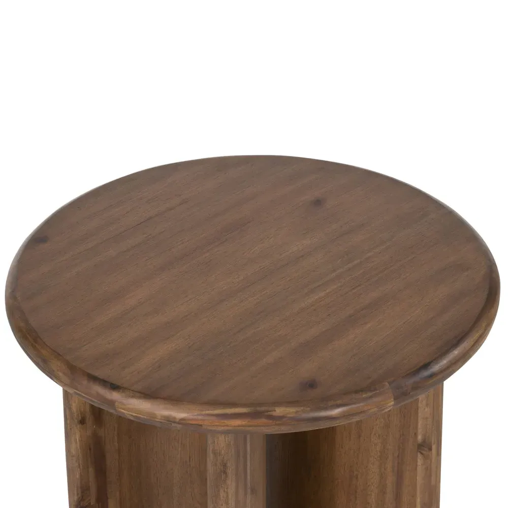 Paris Round Side Table - Brown, Acacia Wood