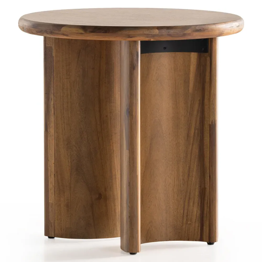 Paris Round Side Table - Light Brown, Acacia Wood