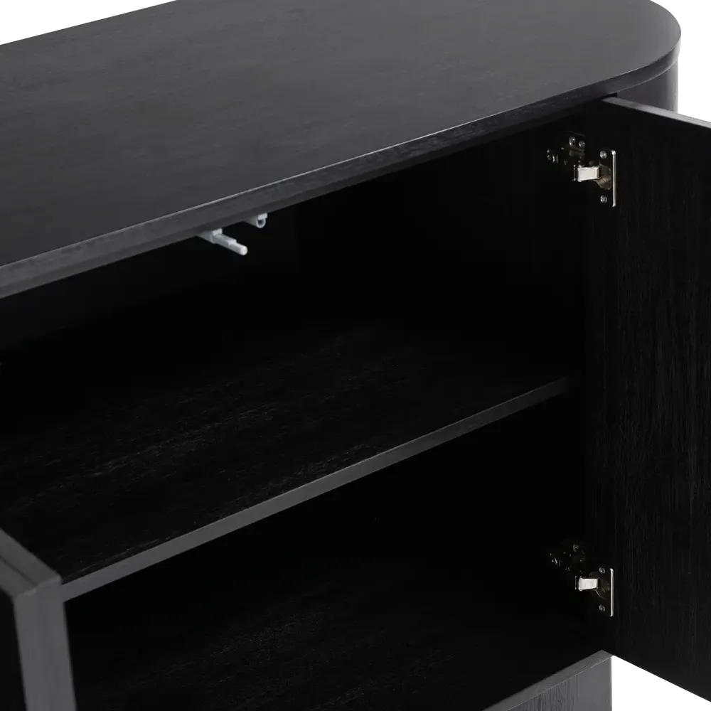 Paris Rustic Lodge Oval Sideboard - Black, Acacia Wood