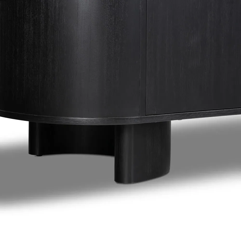 Paris Rustic Lodge Oval Sideboard - Black, Acacia Wood