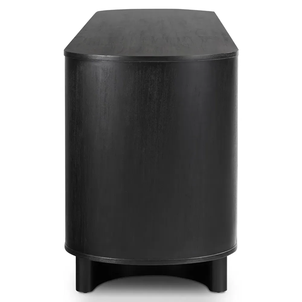 Paris Rustic Lodge Oval Sideboard - Black, Acacia Wood