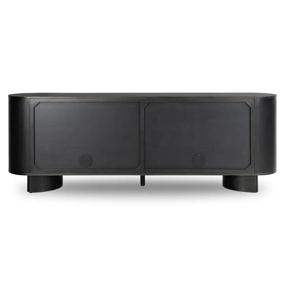 Paris Rustic Lodge Oval Sideboard - Black, Acacia Wood