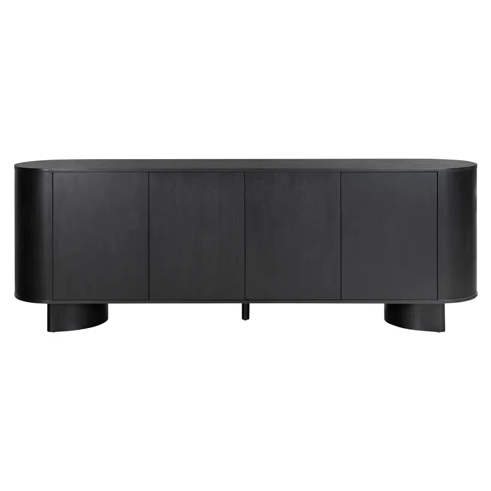 Paris Rustic Lodge Oval Sideboard - Black, Acacia Wood image