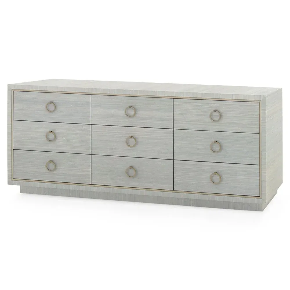 Parker Triple Dresser - Slate Blue Shimmer, Grasscloth
