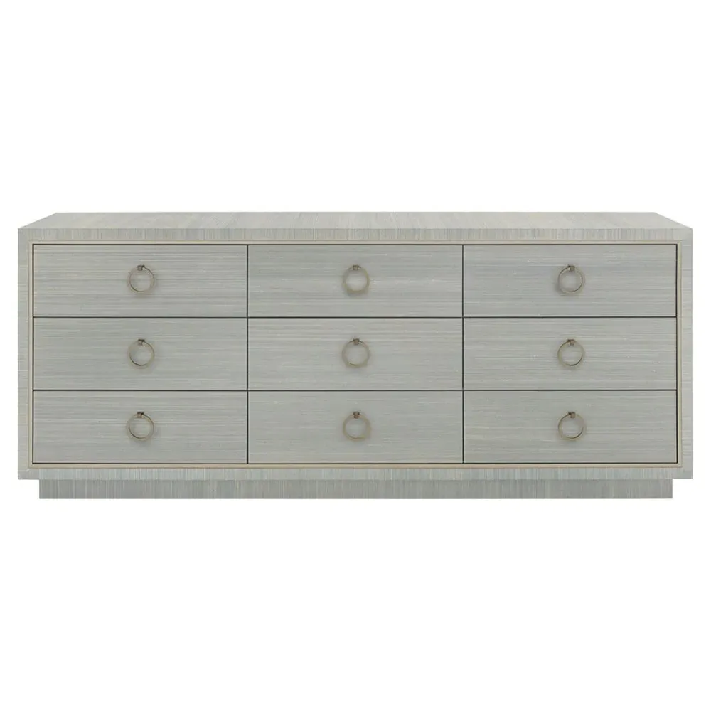 Parker Triple Dresser - Slate Blue Shimmer, Grasscloth