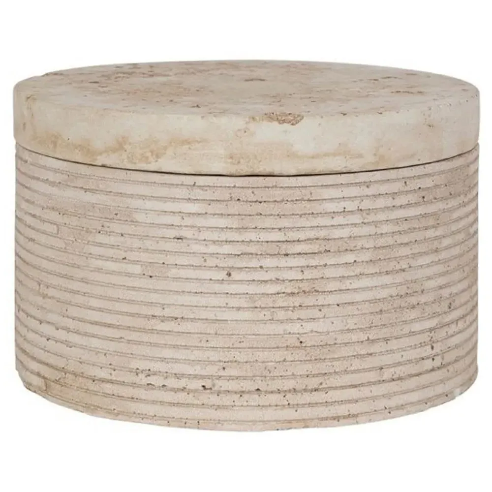 Pascal Round Large Decorative Box - Cream, Travertine image