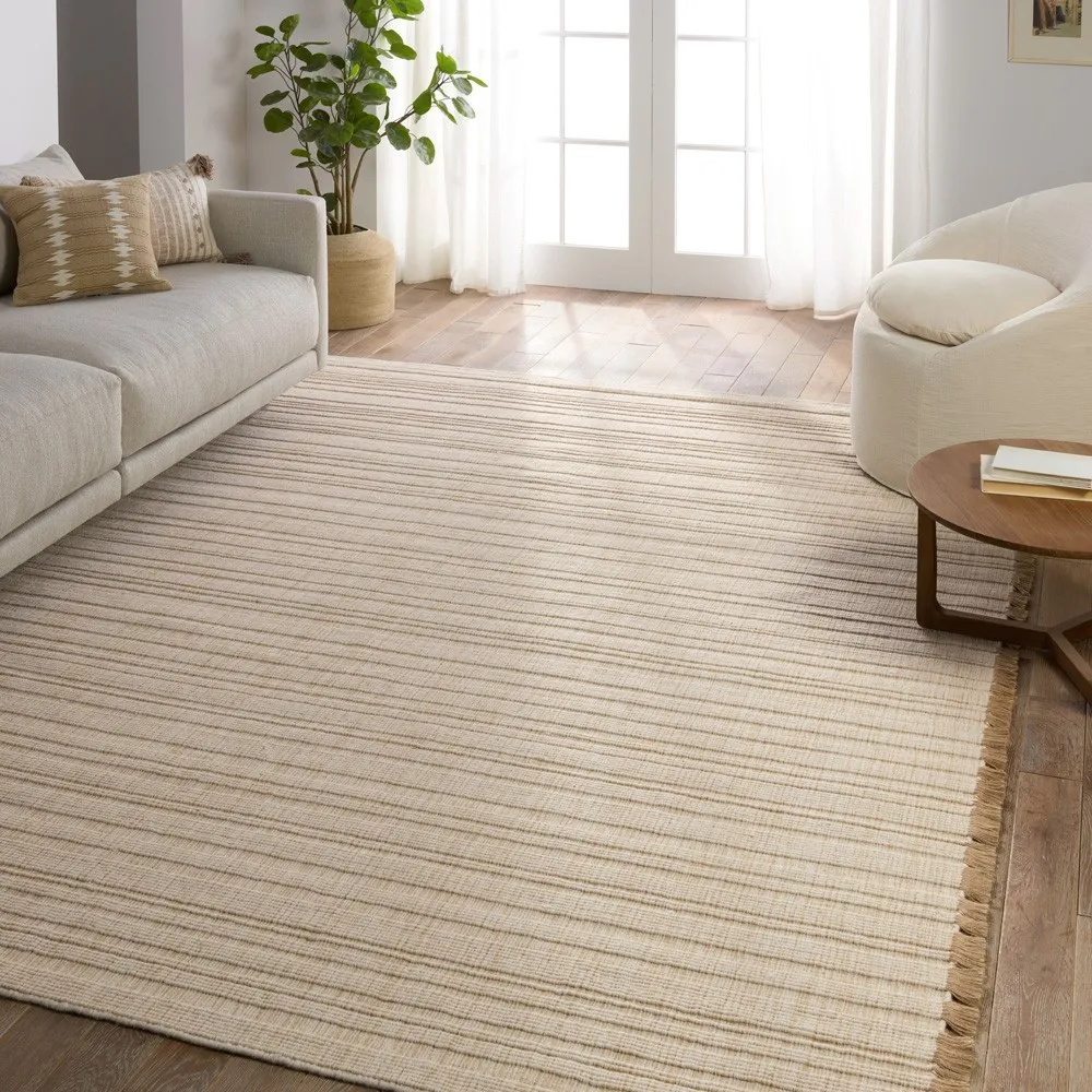 Pascal Textured Solid Rug Sample - Cream, Jute