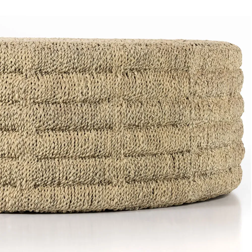 Paula Round Drum Coffee Table - Beige, Pandan Rope