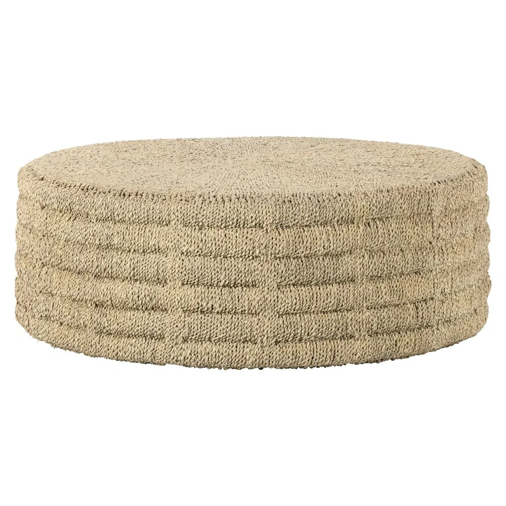Paula Round Drum Coffee Table - Beige, Pandan Rope