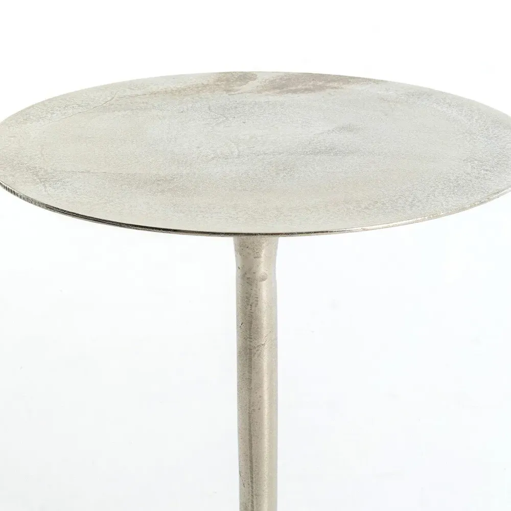 Paula Round Drum Side Table - Silver, Aluminum