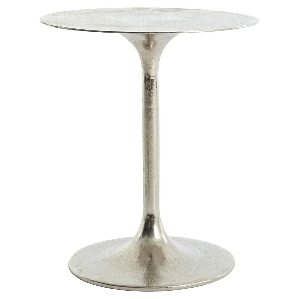 Paula Round Drum Side Table - Silver, Aluminum image