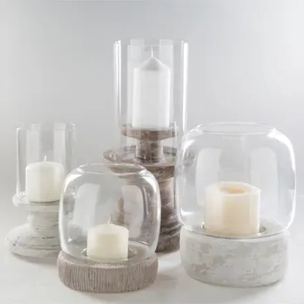 Paula Small Glass Dome Ceramic Candleholder - White