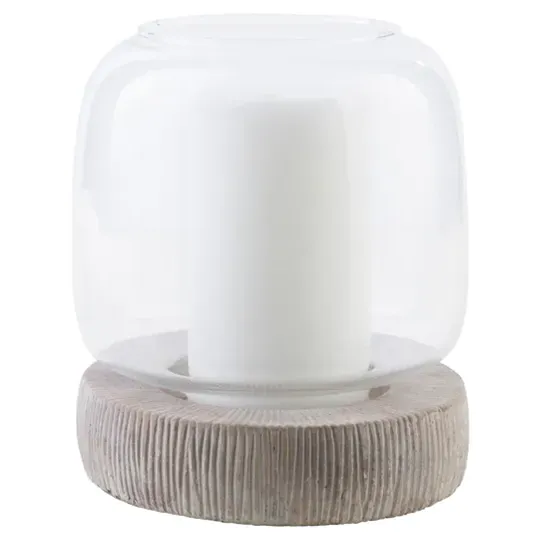 Paula Small Glass Dome Ceramic Candleholder - White image