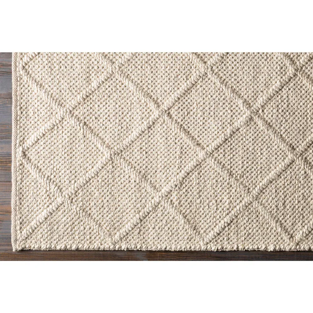 Paulette Diamond Handwoven Rug - Ivory, Wool